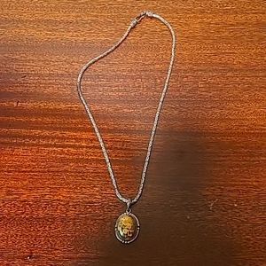 Amber charm silver necklace